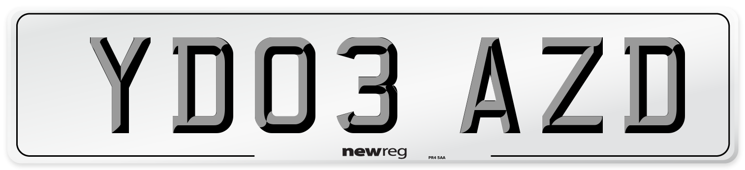 YD03 AZD Number Plate from New Reg